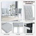 4 Piece Dining Chair, Modern Style Kitchen Upholstered High Back, Metal Leg Office Chair, Suitable For Dining Room, Office, Restaurant. Light Gray Pu