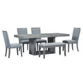 Contemporary 6 Piece 78inch Extendable Pedestal Dining gray-wood-dining room-solid