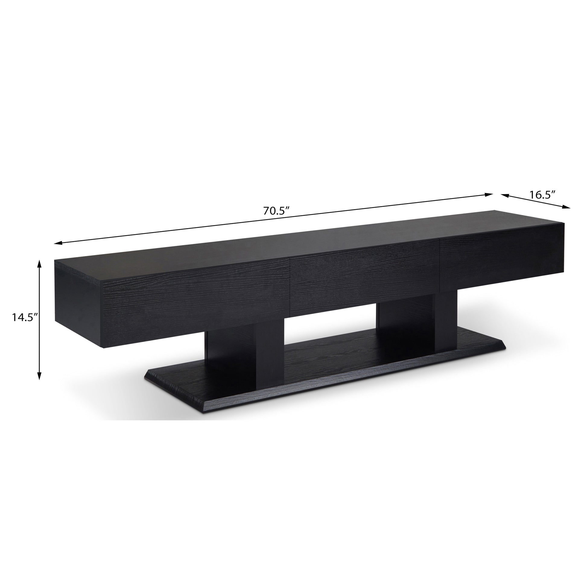 Black 3 Drawer Tv Stand Black Primary Living Space 50 59 Inches Transitional Wood