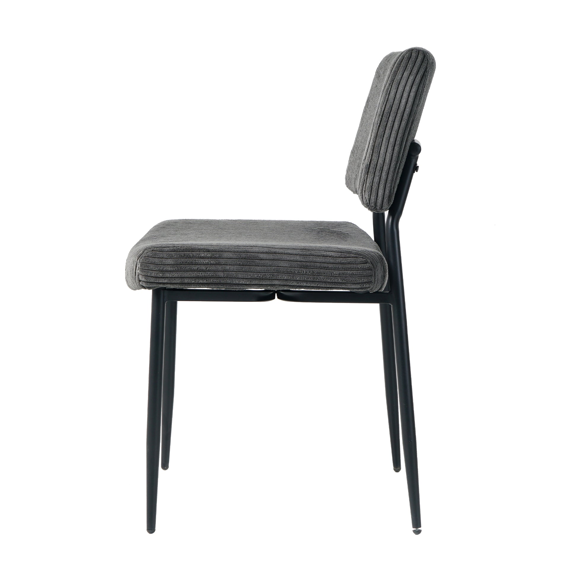 Modern Grey Simple Velvet Dining Chair Fabric Upholstered Chair Family Bedroom Stool Back Dressing, White Round Table Set, Chair Black Metal Legs Set Of 3 White Mdf