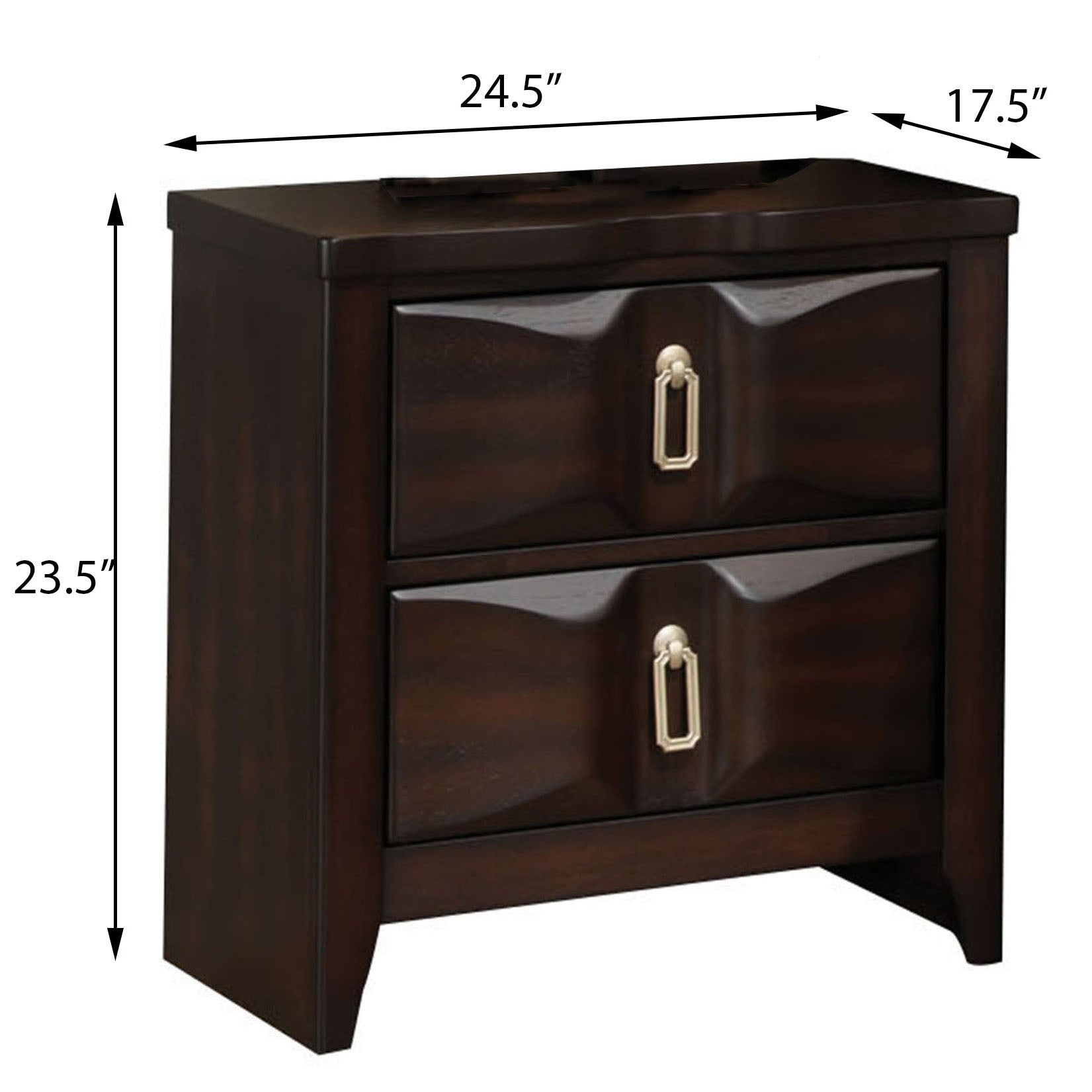 Espresso 2 Drawer Nightstand Espresso Espresso 2 Drawers Bedroom Bedside Cabinet Retro Rubberwood Drawers Espresso Wood