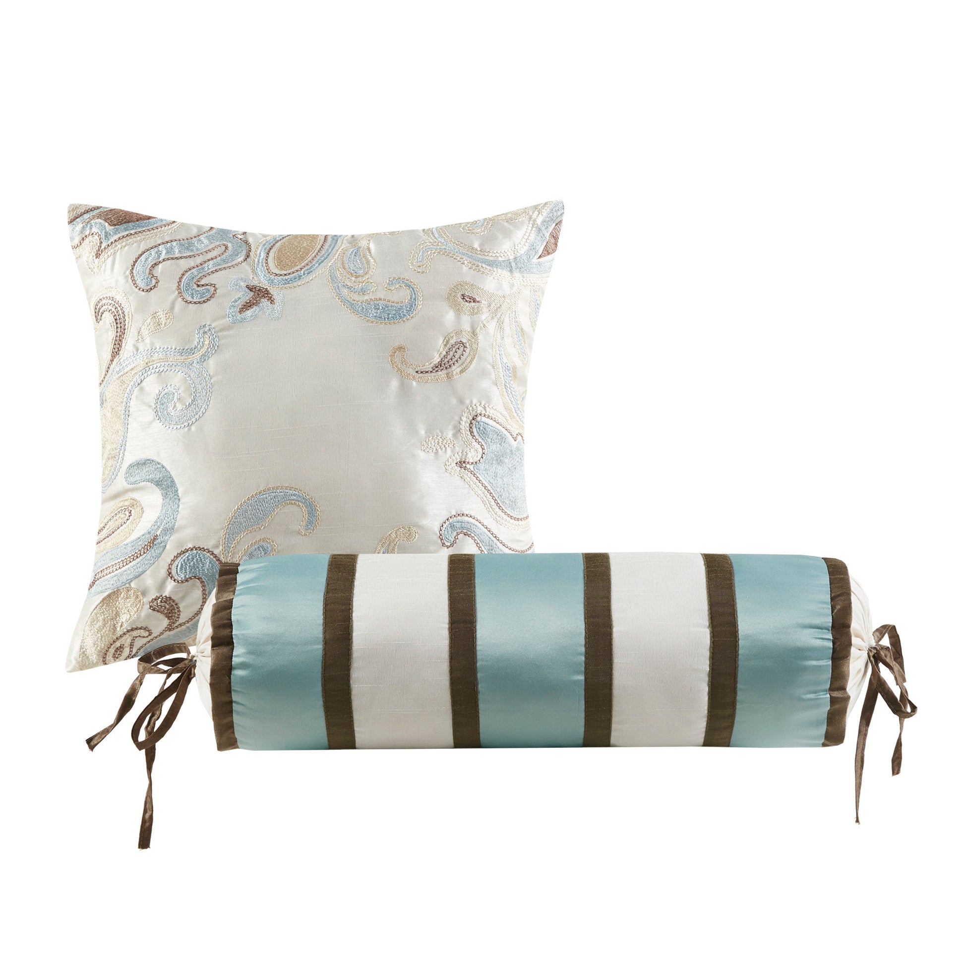 5 Piece Jacquard Bedspread Set With Throw Pillows Blue Brown Queen Queen Blue Brown Cotton