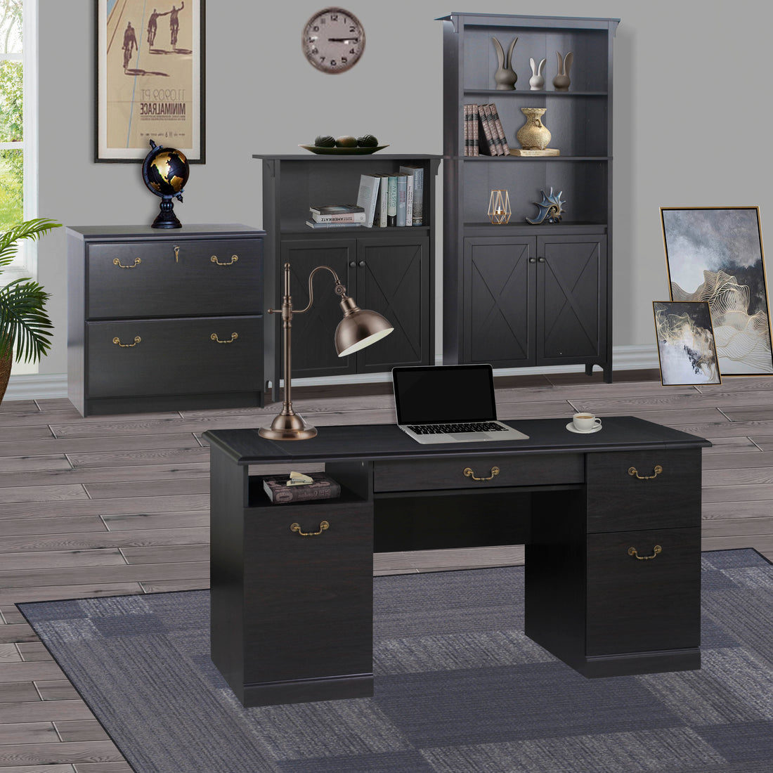 60" Writing Desk Base 60" Writing Desk Top Sophisticated Executive Desk With Espresso Finish, Hidden Keyboard Tray, And Adjustable Storage Espresso Solid Wood