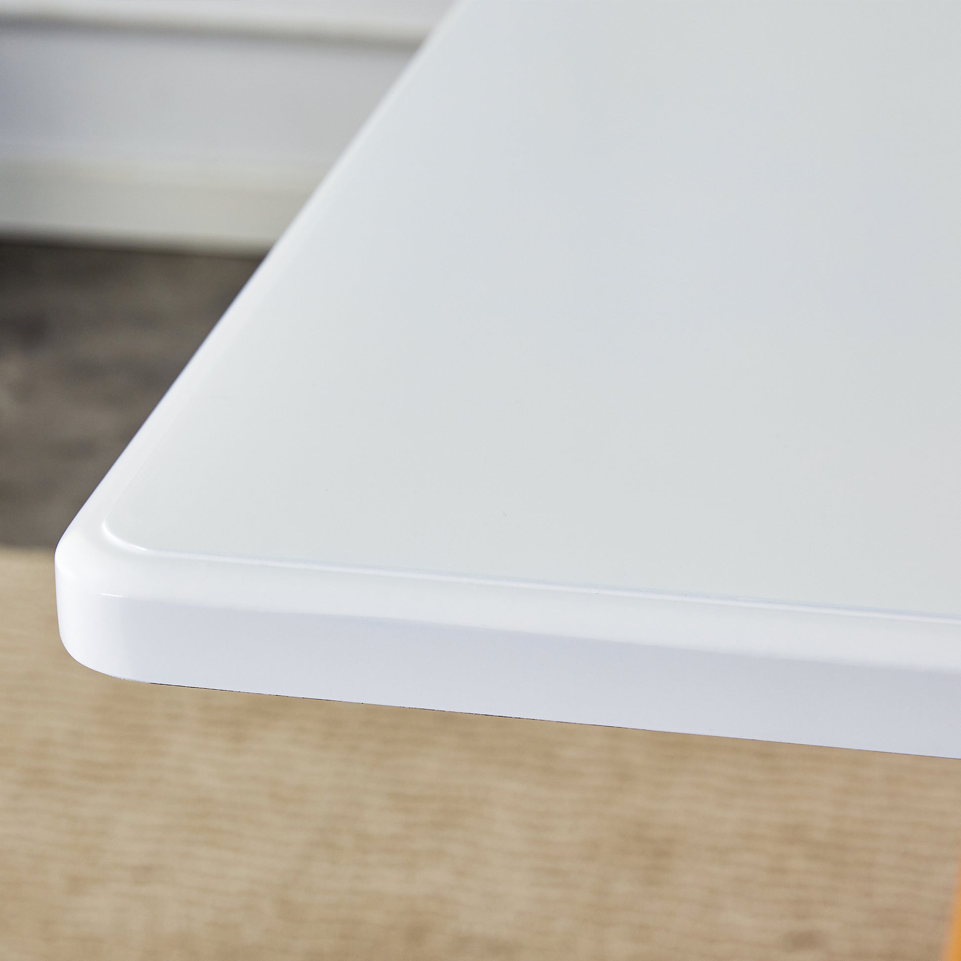 White Stone Burning Tabletop With Rubber Wooden Legs, Foldable Computer Desk, Foldable Office Desk,4 Modern Chairs Can Rotate 360 Degrees,The Seat Cushion Is Made Of Pu Material. Zd 1545Sc 003 White Sintered Stone