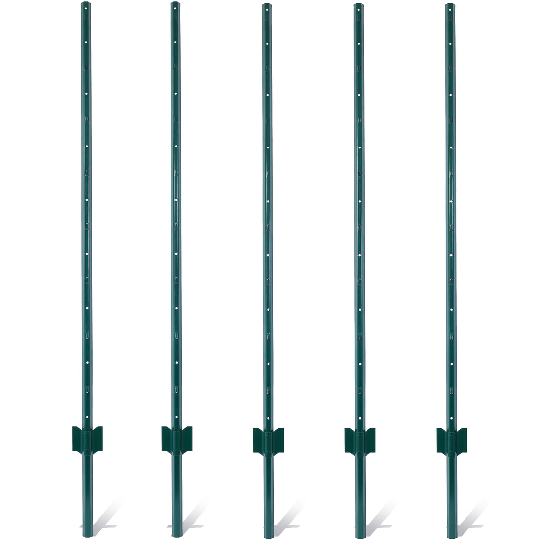 Fence Posts 5Feet 5Pack, Heavy Duty Metal Fence Post With U Channel, Steel Fence U Post For Holding Garden Wire Fence, Corner Anchor Posts Etc. Green Steel