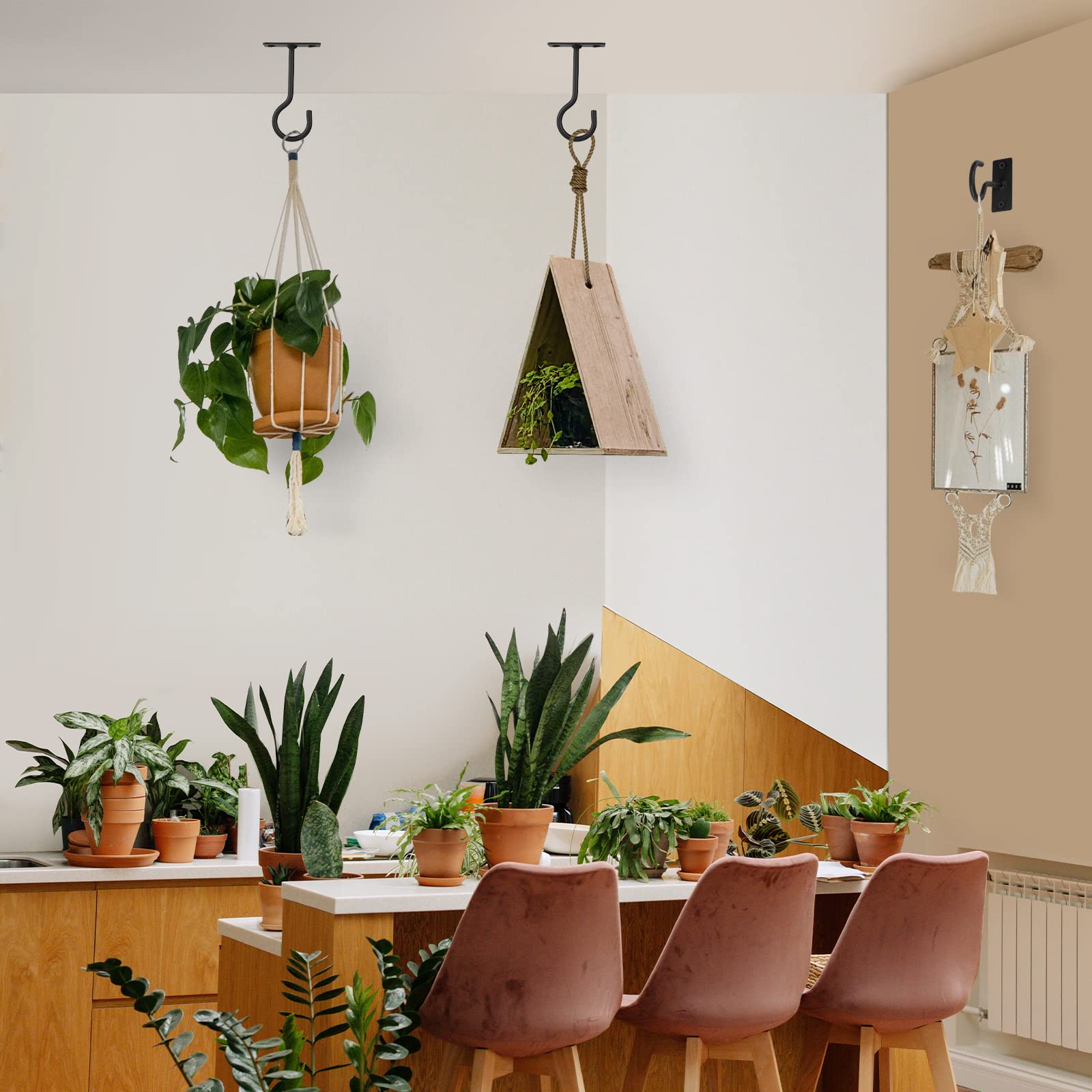 indoor hanging planter hooks Plant Hooks 2Pack Hanging Plant Bracket 6Inch Metal Plant Hanger Decorative Plant Hook For Bird Feeders, Planters, Lanterns, Wind Chimes, Outdoor