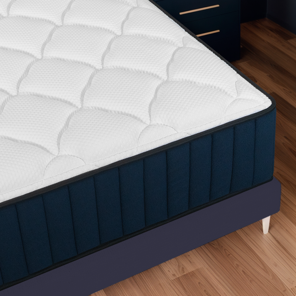 Twin Xl Size Serenity 12" Medium Tight Top Cooling Gel Memory Edge Support Pocket Spring Premium Hybrid Mattress White Black Blue Polyester Foam Spring Twin Xl