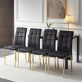 5 Pieces Dining Set Including Black Velvet High Back Golden Color Legs Nordic Dining Chair & Creative Design Mdf Dining Table Walnut Solid Back Seats 4 Brown Metal Dining Room Modern Foam Dining Table With Chair Mdf