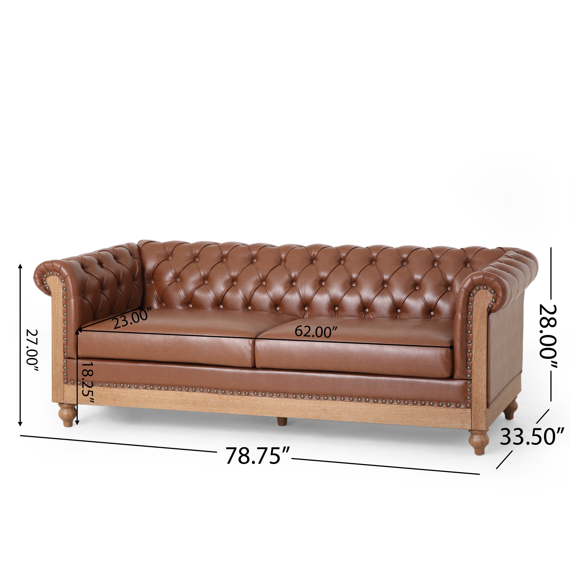 3 Seater Sofa Light Brown Pu 3 Seat