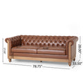 Mirod Comfy 3 Seat Sofa With Wooden Legs, Retro Style For Living Room And Study Light Brown Pu 3 Seat