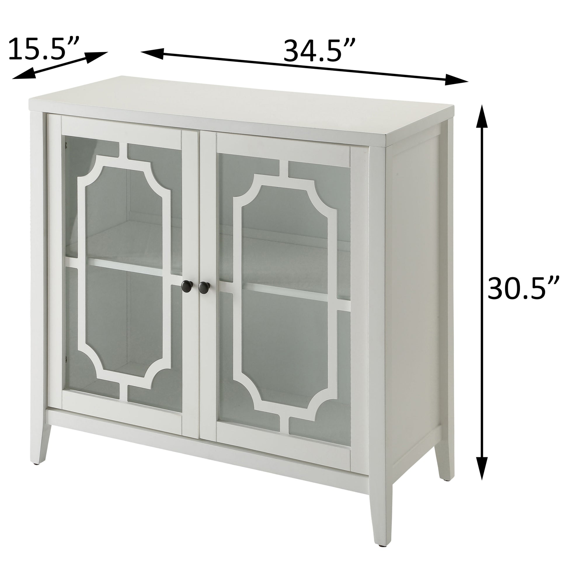 White Console Table With 2 Doors White Primary Living Space Shelves Rectangular Wood Glass