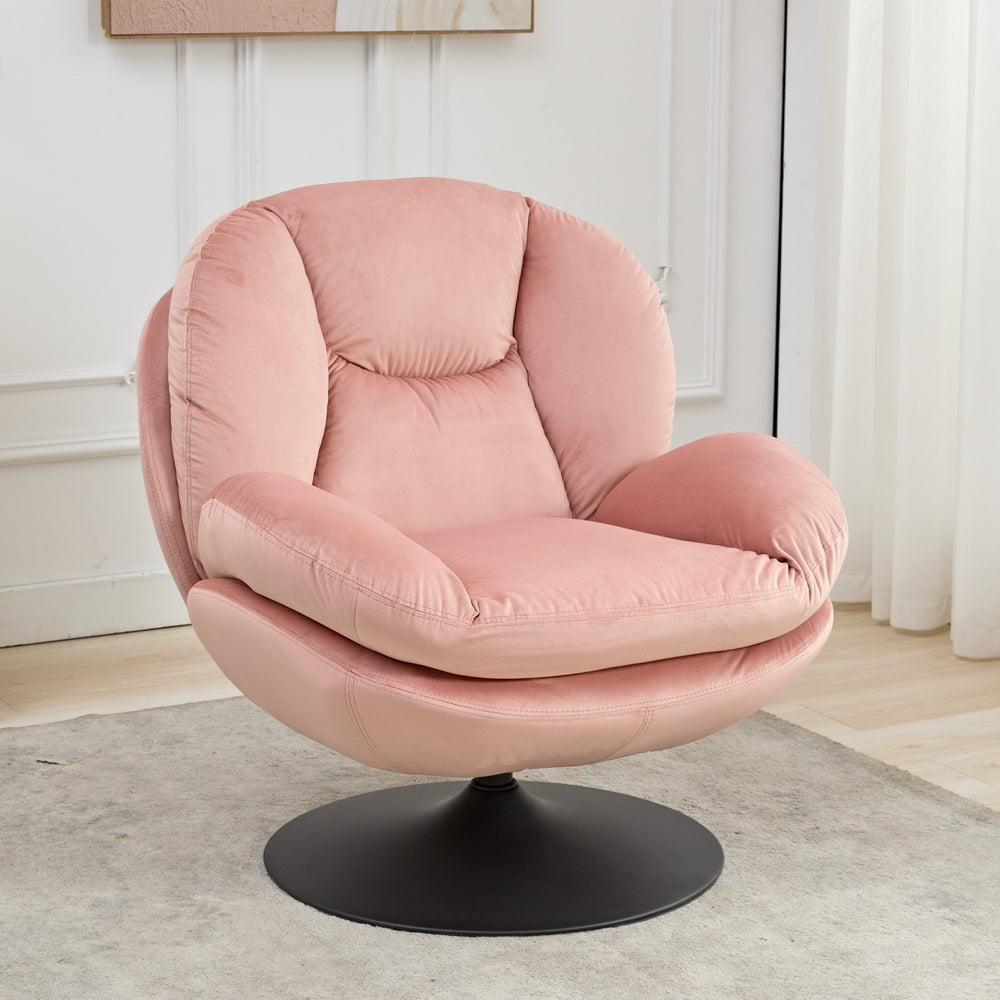 39A Swivel Leisure Chair Lounge Chair Velvet Pink Color With Stool Pink Velvet