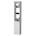 Brenda Linen Cabinet With 1 Door, 3 Open Shelves White 2 5 60 In & Above Bathroom Contemporary 10 15 Inches Particle Board Engineered Wood