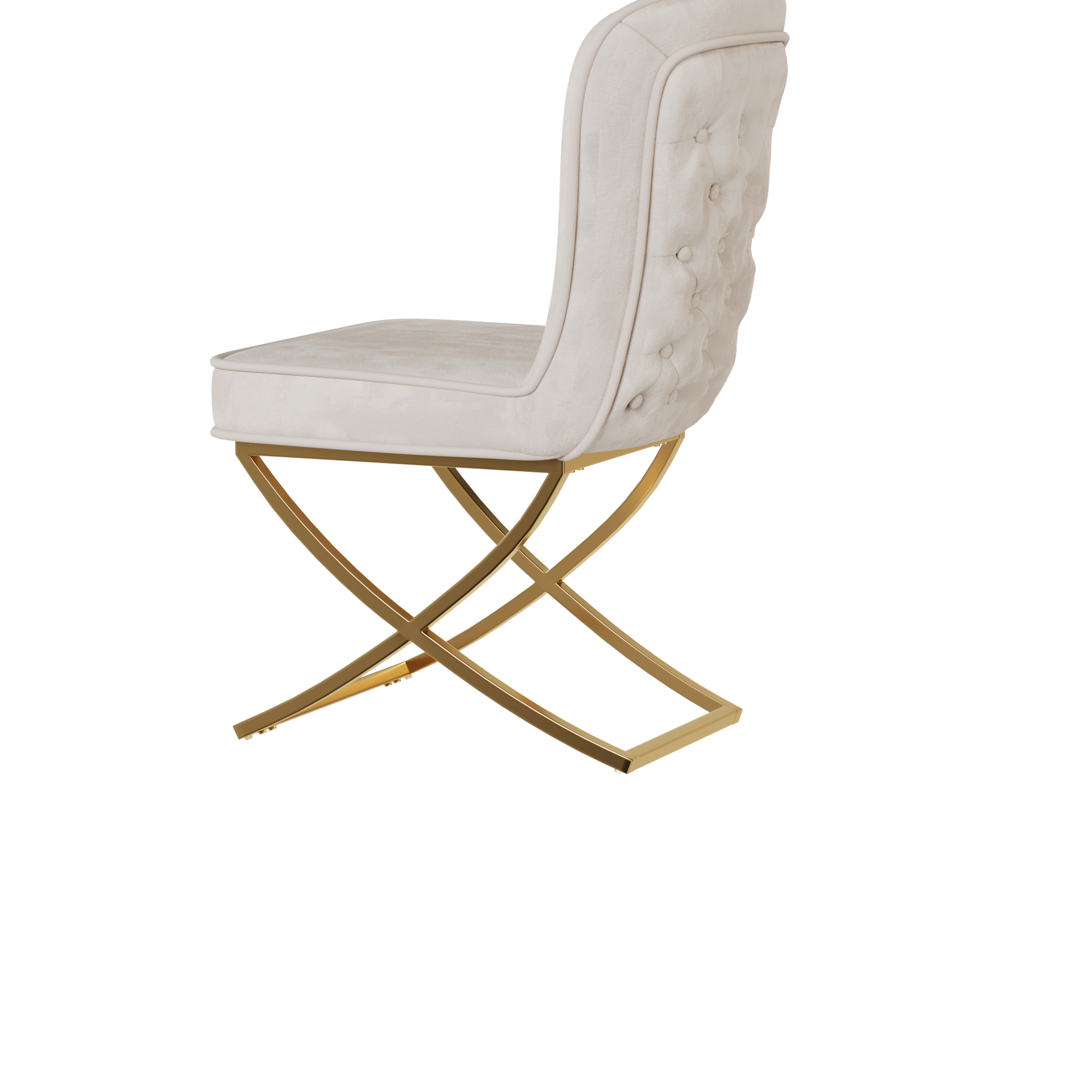 Dining Chair Set Of 4, Beige Velvet Backrest And Golden Metal Legs.For Modern Kitchen Dining Room Chair For Kitchen Living Modern Decorative Leisure Chairs.Office Chairs Y 2009 Beige Foam Velvet