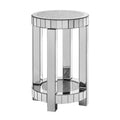 Mirror Round Table With Crystal Inlay, 2 Layer Modern Small Sofa Table With Storage Space, Silver Decorative Table Suitable For Living Room, Bedroom, Coffee And Small Spaces Mirrored Finish Primary