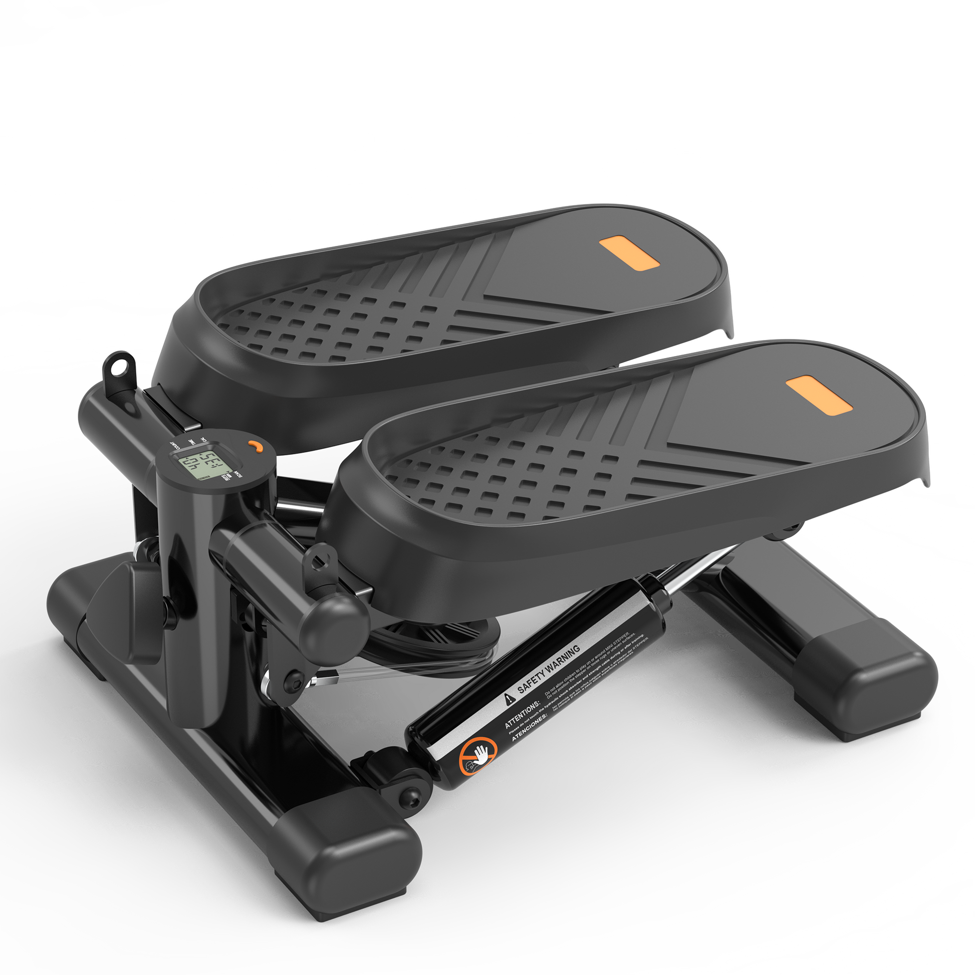 Home Office Exercise 330Lbs Capacity Mini Stepper With Resistance Bands And Lcd Monitor Black Steel