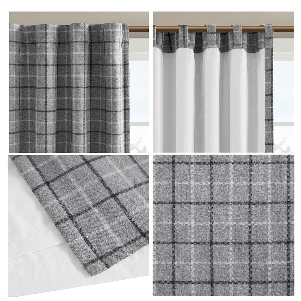 Plaid Rod Pocket And Back Tab Curtain Panel With Fleece Lining Only 1 Pc Panel Multicolor Polyester