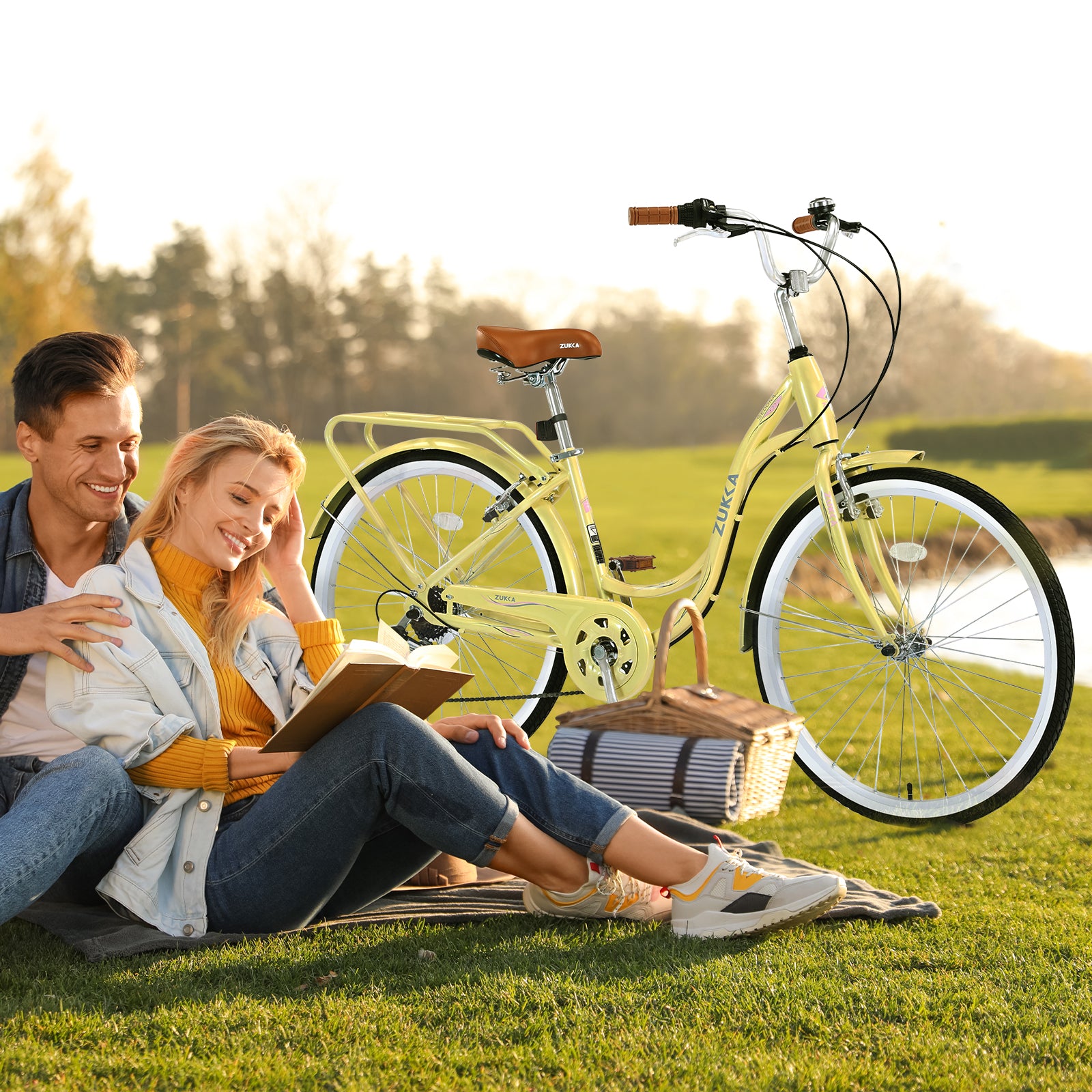 24 inch womens bicycle 7 Speed, Steel Frame, Multiple Colors 24 Inch Ladies Bicycle Cycling Yellow Garden & Outdoor Steel