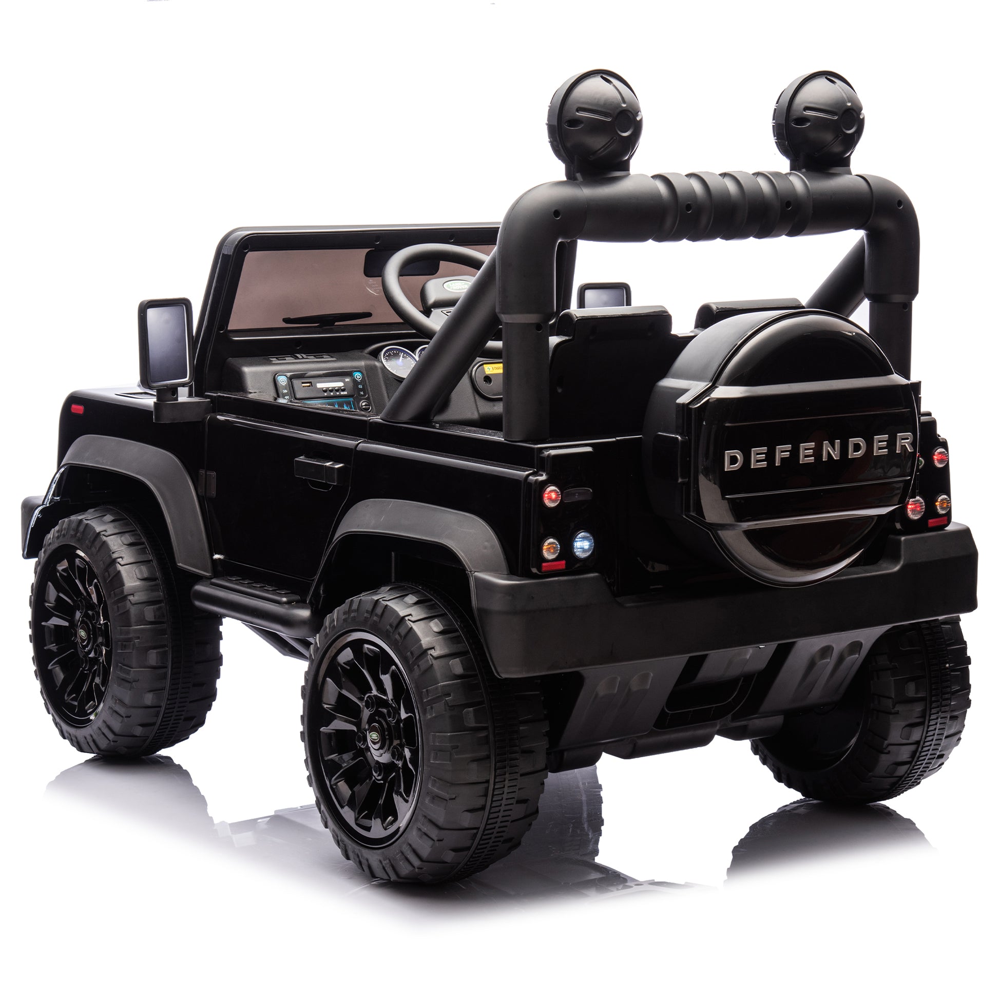 Licensed Land Rover Defender Volta 5008 24V Kids Ride On Car W Parents Control,2Wd,Four Wheel Suspension,Bluetooth,Mp3,Music,Adjustable Volume,Power Display,Led Lights,Speeds 1.86 3.11Mph For Kids 3 7 Black Polypropylene