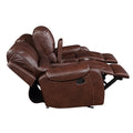 Keily 3 Piece Manual Reclining Living Room Set In Faux Leather Dark Brown Dark Brown Faux Leather