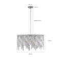 Luxurious Round Silver Crystal Chandelier, Contemporary Rectangular Pendant Light For Dining Room, Living Room, And Grand Foyers Bulbs Not Included Silver Clear Crystal Iron