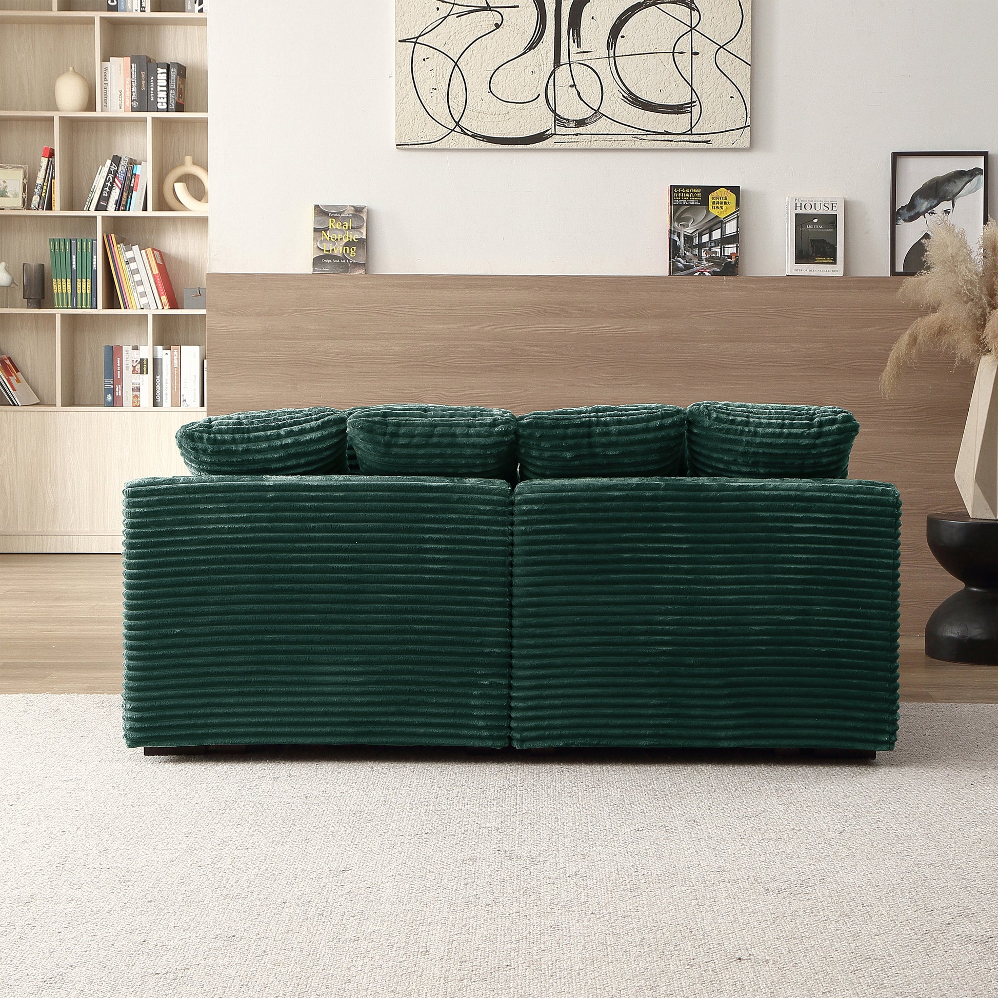 74.8" Modern Luxury Twins Sofa Couch For Living Room Quality Corduroy Upholstery Sleeper Sofa Bed Daybed Green Green Corduroy 2 Seat