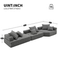 Oversized Modular Sectional Sofa,Luxury Boucle Floor Couch Set,Convertible Sleeper Couch,Spacious Foam Filled Sofa Bed For Living Room,3 Pc Free Combination,2 Colors Gray Boucle 5 Seat