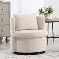 Upholstered Barrel Accent Chair With Ottoman, Living Room Side Chair With Storage, Single Sofa Armchair Beige Primary Living Space Foam Wood