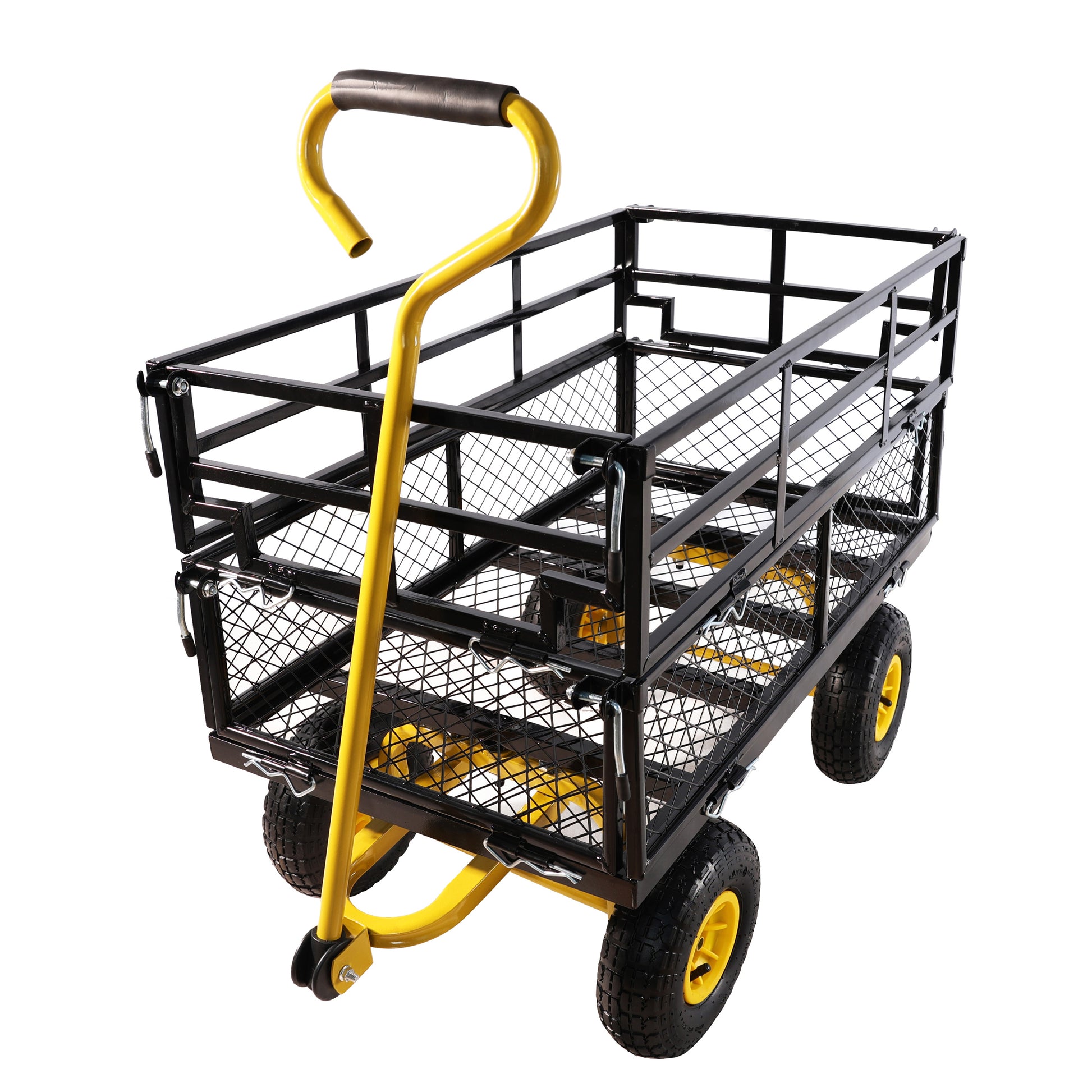 Wagon Cart Garden Cart Trucks Make It Easier To Transport Firewood Yellow Black Black Garden & Outdoor Metal