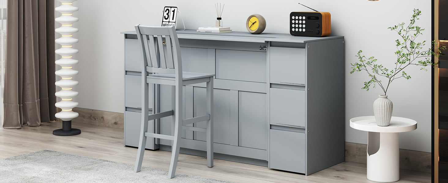 Twin Size Murphy Bed With Drawers, Cabinets And Usb Ports,Gray Twin Gray Mdf Lvl