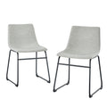 Industrial Faux Leather Dining Chairs, Set Of 2 Grey Gray Polyester Pu Leather