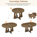 5 Piece Retro Rustic Functional Dining Set Unique Geometric Design, 1 Extendable Table With A 16 Inch Leaf And 4 Upholstered Chairs Ideal For Dining Room And Kitchen Walnut Walnut Solid Wood Mdf