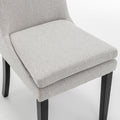 Modern Dining Chairs Set Of 2, Upholstered Kitchen & Dining Room Chairs With Solid Wood Legs,Tufted Linen Fabric Chairs For Living Room, Restaurant Light Gray Linen