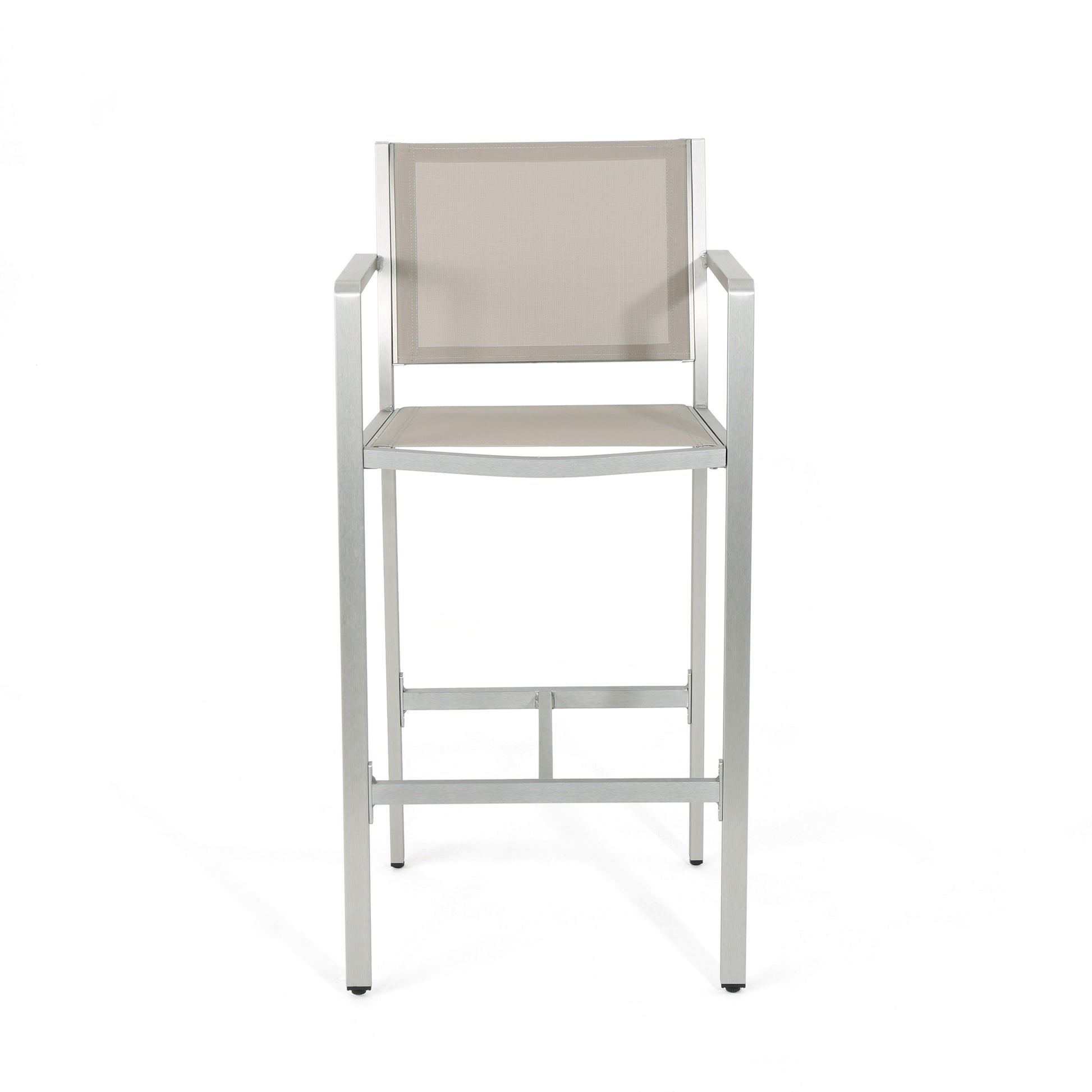 Aluminium Bar Stool With Outdoor Mesh Silver Aluminium