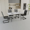 An Expandable Dining Table Set For 2 6 People, Equipped With A C Shaped Tubular Cushioned Armless Dining Chair And An Elegant And Spacious Dining Table Kitchen Table And Chair Set, With Metal Legs Grey White Mdf