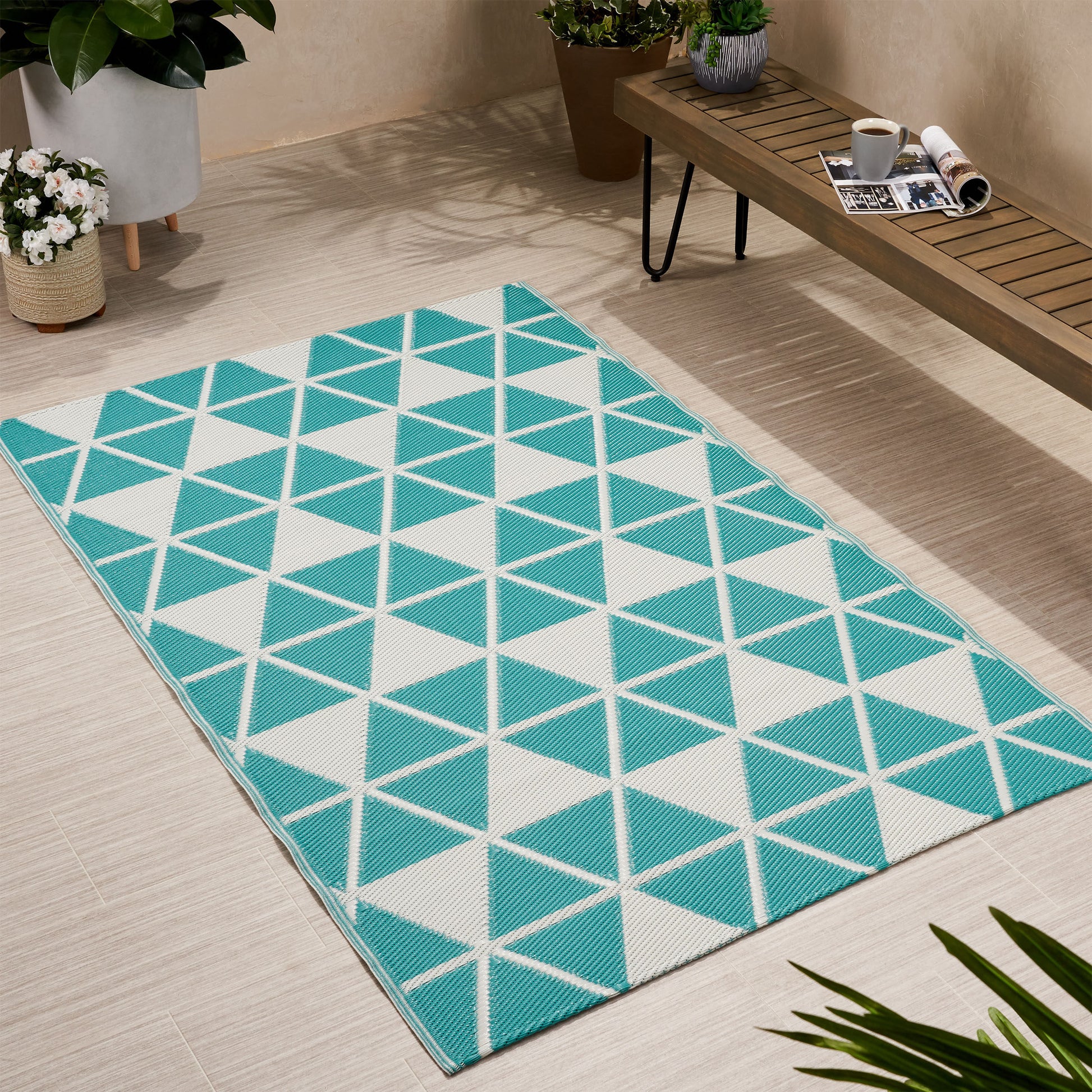 Herringbone 4" X 6" Pp Rug White Polypropylene