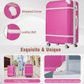 24 In Luggage 1 Piece With Tsa Lockexpandable Lightweight Suitcase Spinner Wheels, Vintage Luggage,Pink Change To Sku:N732P171621H Pink Abs