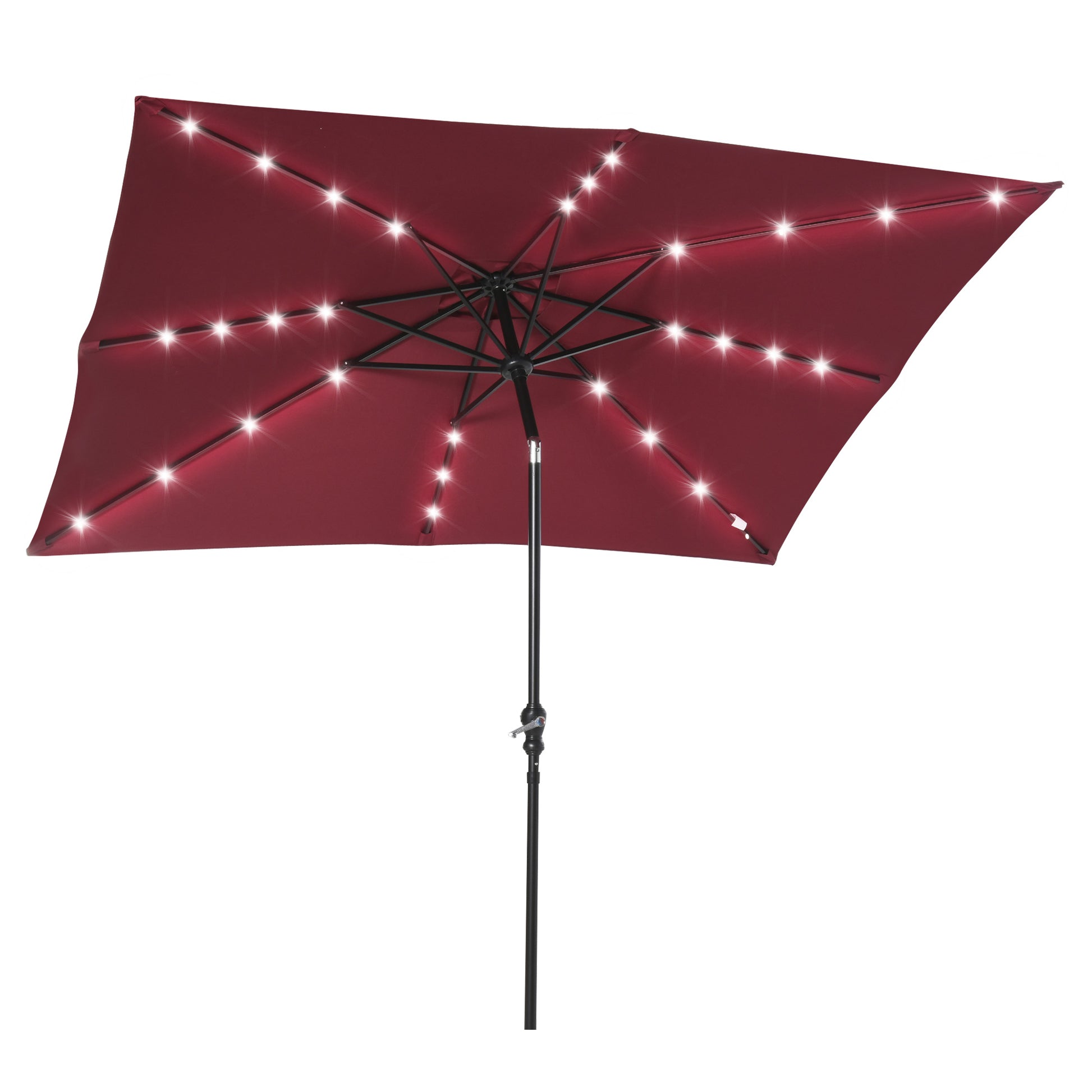 9 red patio umbrella Outsunny 9' X 7' Solar Umbrella, Led Lighted Patio Umbrella For Table