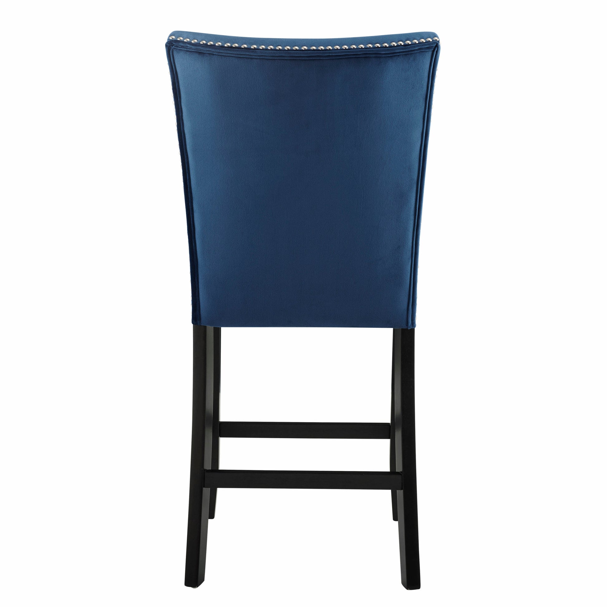 Camila Velvet Counter Chair Set Of 2 Blue Blue Wood