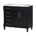 36'' Bathroom Vanity With Top Resin Sink, Freestanding Bathroom Storage Cabinet With 2 Drawers And A Tip Out Drawer, Solid Wood Frame Vanity Set, Height Adjustable Shelf Black Bathroom Solid Wood
