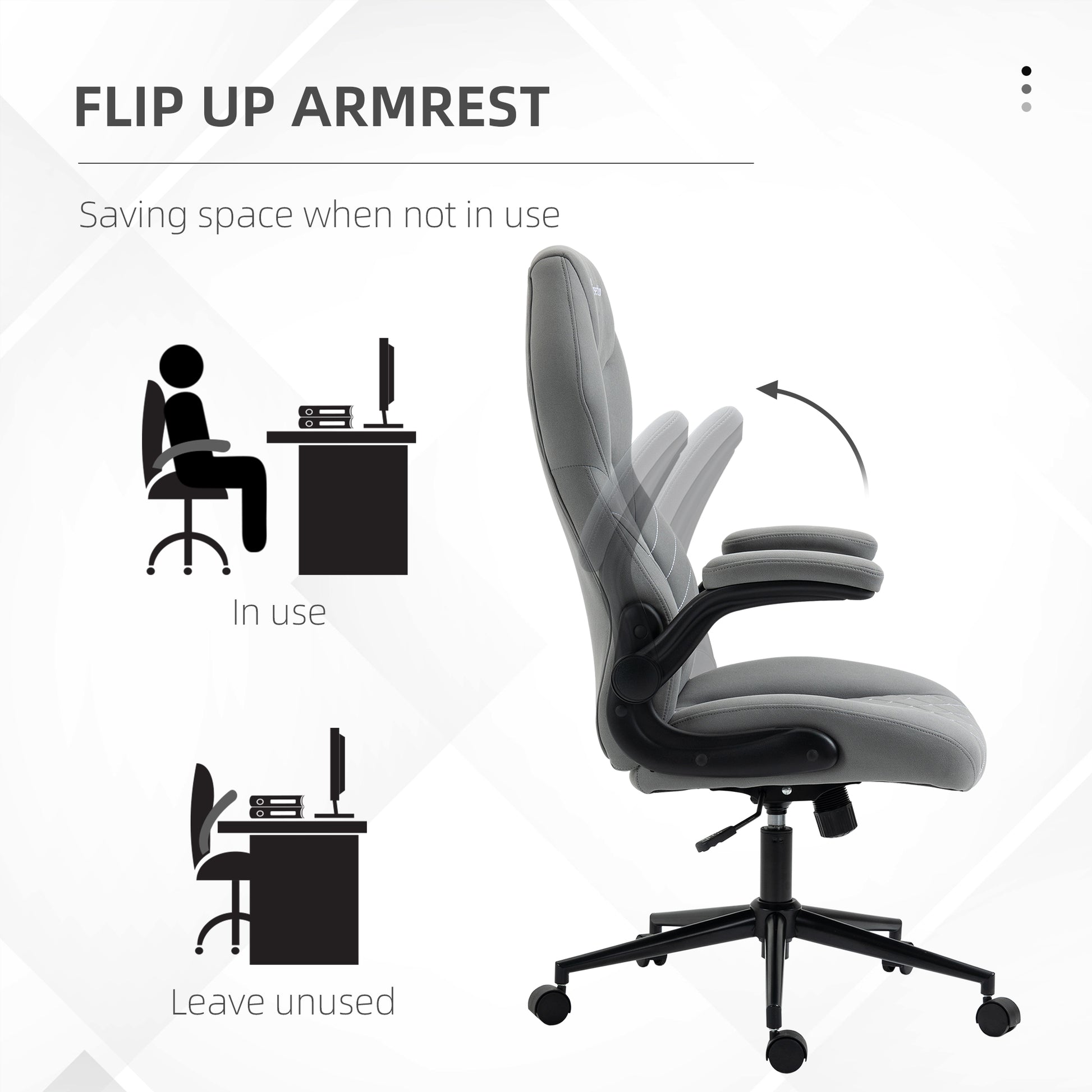 Vinsetto Gaming Chair With Flip Up Arm, High Back Desk Computer Chair, Gamer Chair With Adjustable Height And Swivel Wheellight Gray Light Gray Polyester