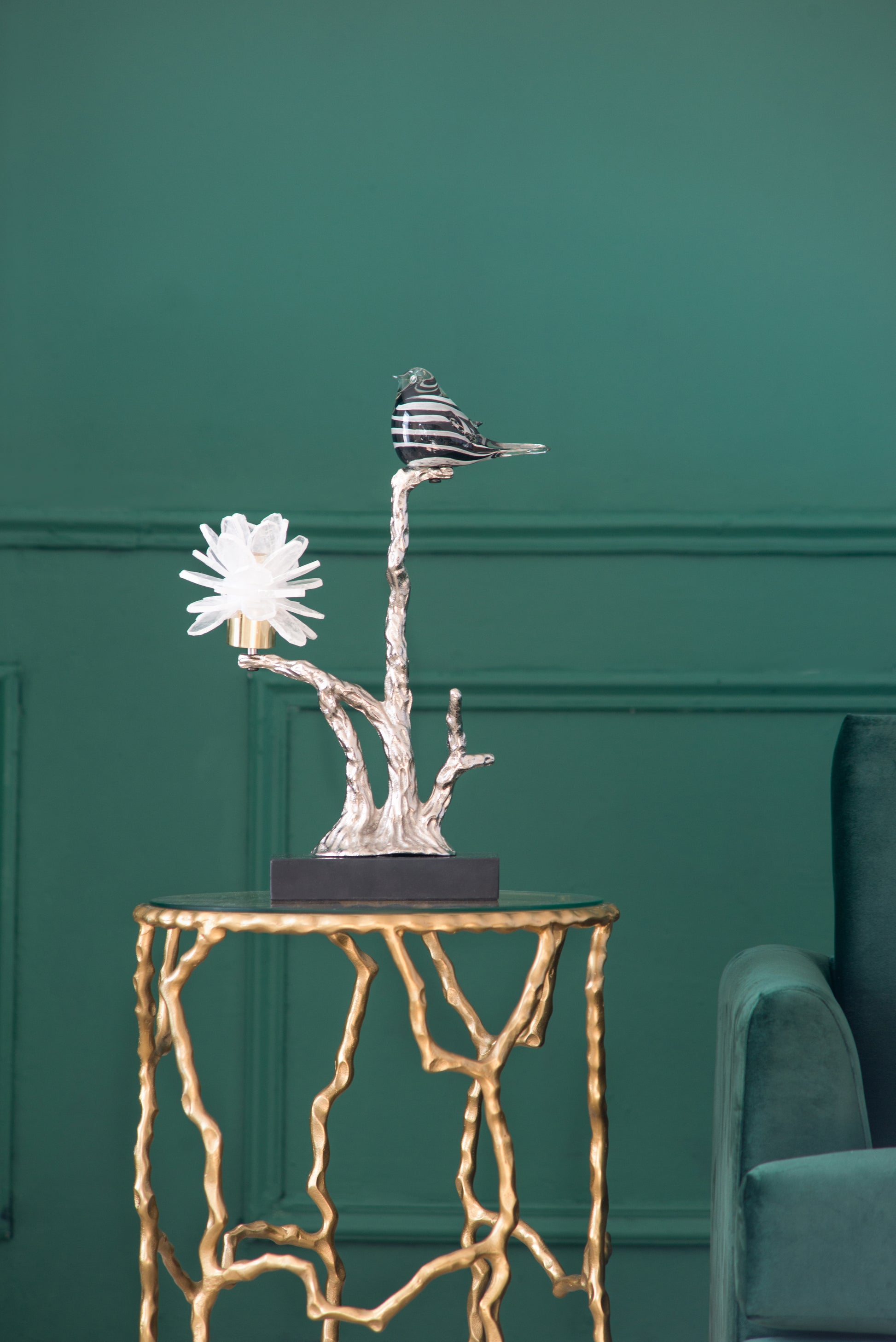 Aluminum Candle Holder With Marble Stand, 8X5X15" Multicolor Aluminium