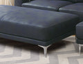 Modern Ink Blue Large Ottoman Metal Legs 1Pc Cocktail Ottoman Living Room Blue Faux Leather Primary Living Space Blue Contemporary,Modern Rectangle Bonded Leather