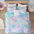 Watercolor Tie Dye Printed Comforter Set With Throw Pillow King Multicolor Polyester