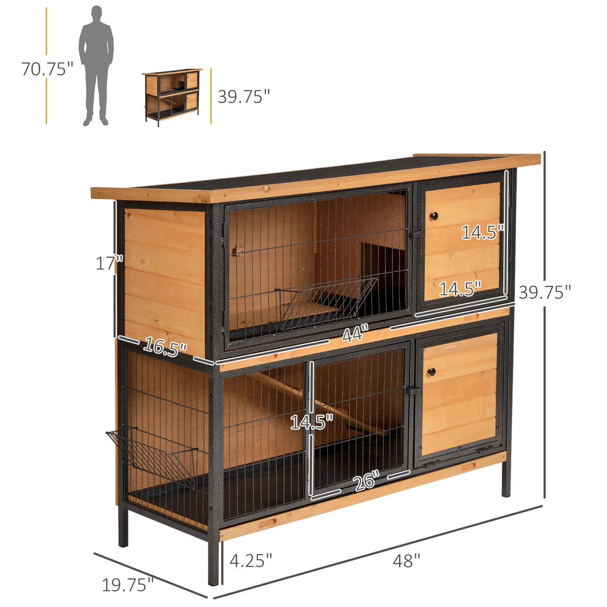 Buy PawHut 48 2-Floor Rabbit Hutch Pet House, Bunny Cage With Ramp Slide Out Tray Run Area Asphalt Roof Light Buy PawHut 48 2-Floor Rabbit Hutch Pet House, Bunny Cage With Ramp Slide Out Tray Run Area Asphalt Roof Light