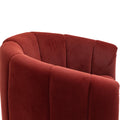 Coolmore Accent Chair With Ottoman, Mid Century Modern Barrel Chair Upholstered Club Tub Round Arms Chair For Living Room Bedroom Office Wine Red Velvet Wine Red Foam Velvet