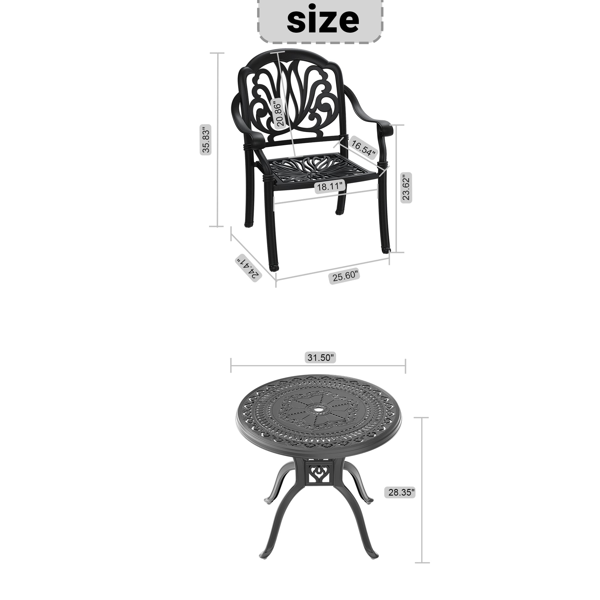 Cushions In Random Colors 5 Piece Set Of Cast Aluminum Patio Furniture With Cushions Yes Dining Set Black Seats 4 Rust Resistant Frame Water Resistant Cushion Garden & Outdoor Complete Patio Sets