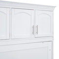 Queen Size Murphy Bed Wall Bed With Top Cabinets,White Queen White Plywood