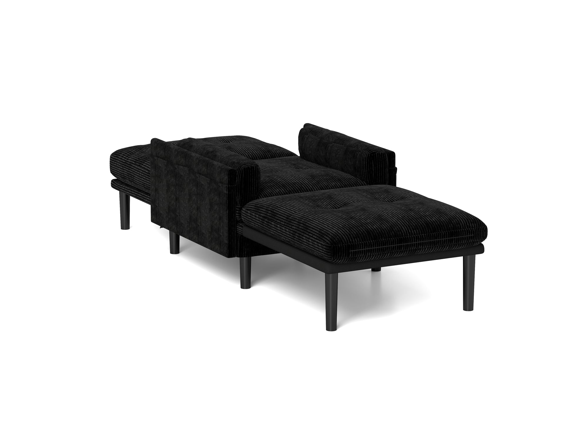 Black Multi Functional Adjustable Sofa, Convertible Lounge Chair And Guest Bed Black Velvet Metal Primary Living Space Medium Soft Loose Back Pillow Top Arms Foam Fabric Metal 1 Seat