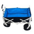 Folding Wagon Garden Shopping Beach Cart White White Black Blue Iron,Oxford Fabric